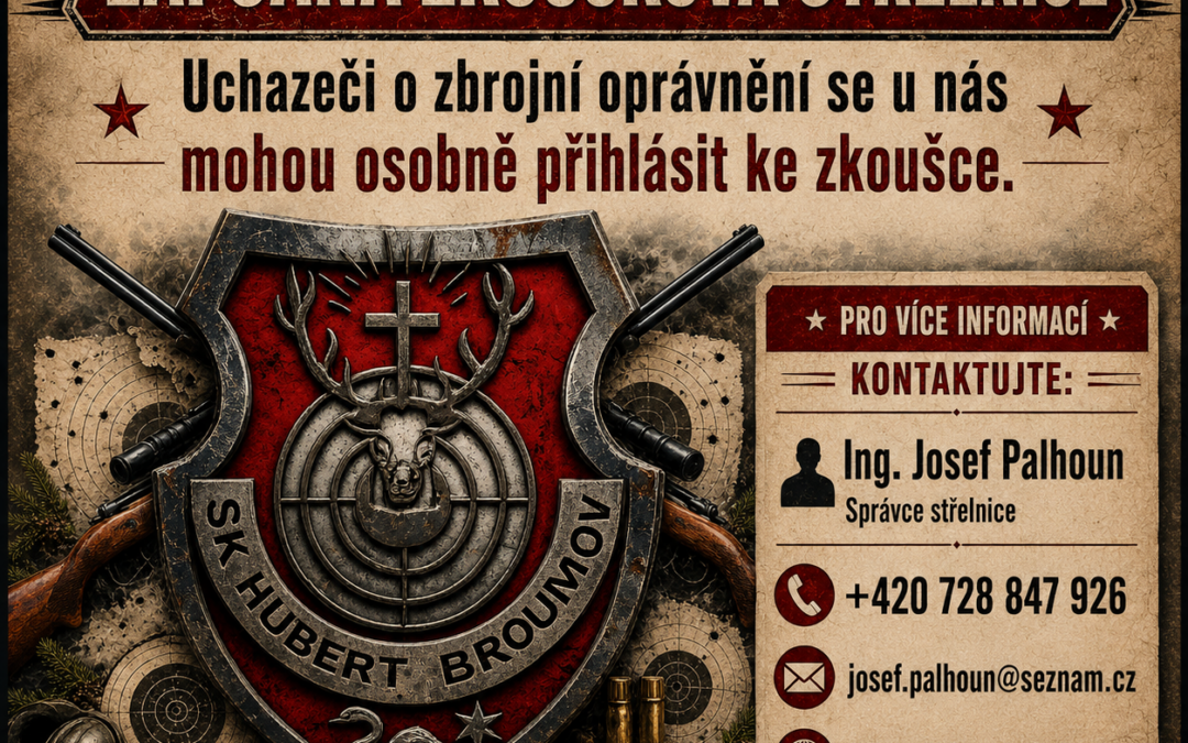 Střelnice Hubert Broumov – Olivětín je zapsaná zkoušková střelnice.