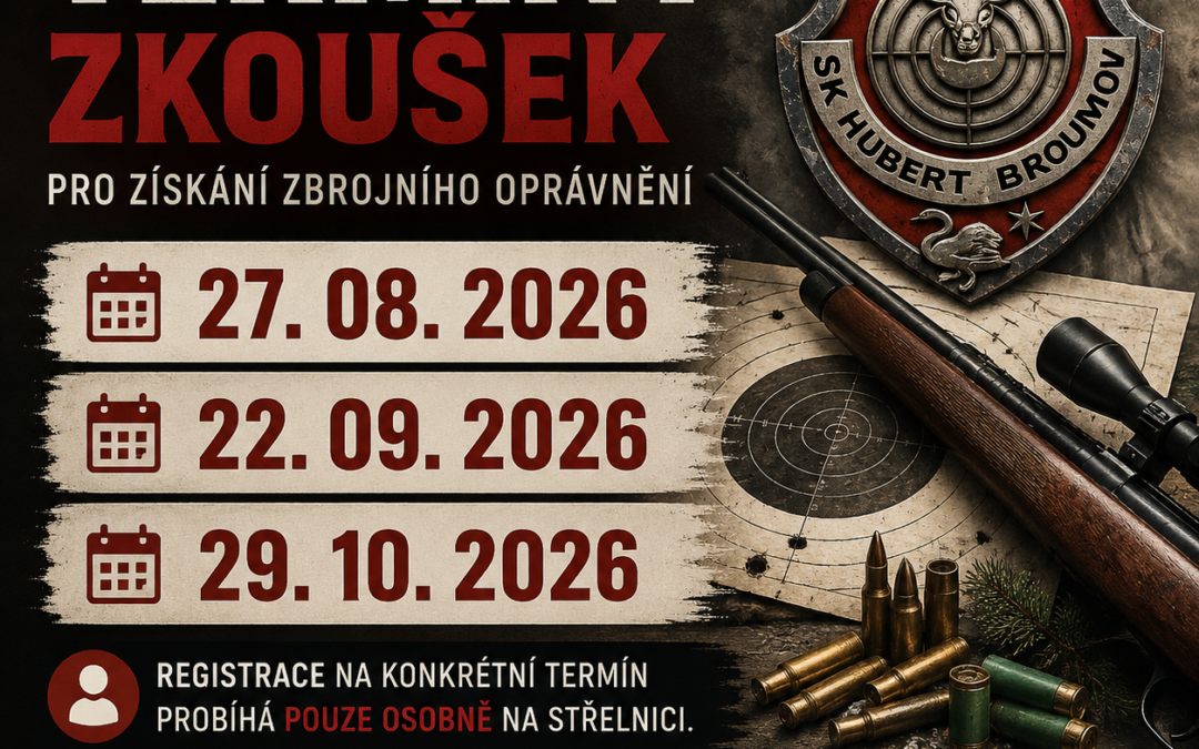 Otevřené termíny zkoušek pro získání zbrojního oprávnění